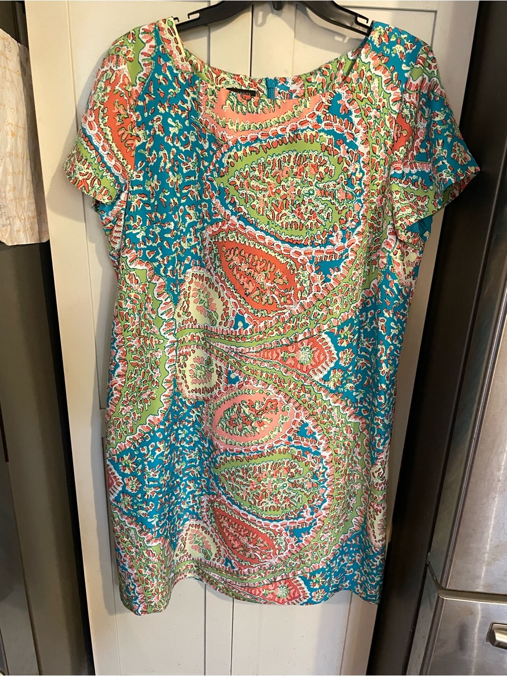 Talbots Teal, Coral & Lime Paisley Midi Dress